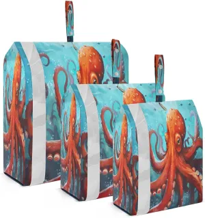 Vintage Red Octopus Underwater Packing Cubes for Travel 3 Set Compression Packing Cubes Luggage Packing Organizers for Woman Man