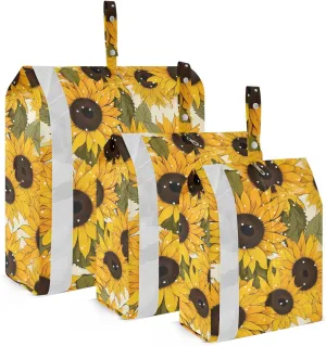 Vintage Sunflowers Leaves White Packing Cubes for Travel 3 Set Compression Packing Cube Luggage Cubes for Vacation Clothes