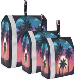 Vintage Tropical Palm Tree Silhouette Packing Cubes for Travel 3 Set Packing Travel Organizer Cubes Suitcase Organizer Bags for Suitcases