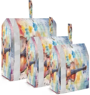 Violin Watercolor Packing Cubes for Travel 3 Set Compression Bags Luggage Cubes for Travel Essentials