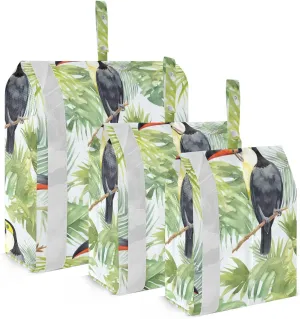 Watercolor Birds Tropical Leaves Packing Cubes for Travel 3 Set Compressible Packing Cubes Suitcase Organizer Bags for Carry On Suitcases