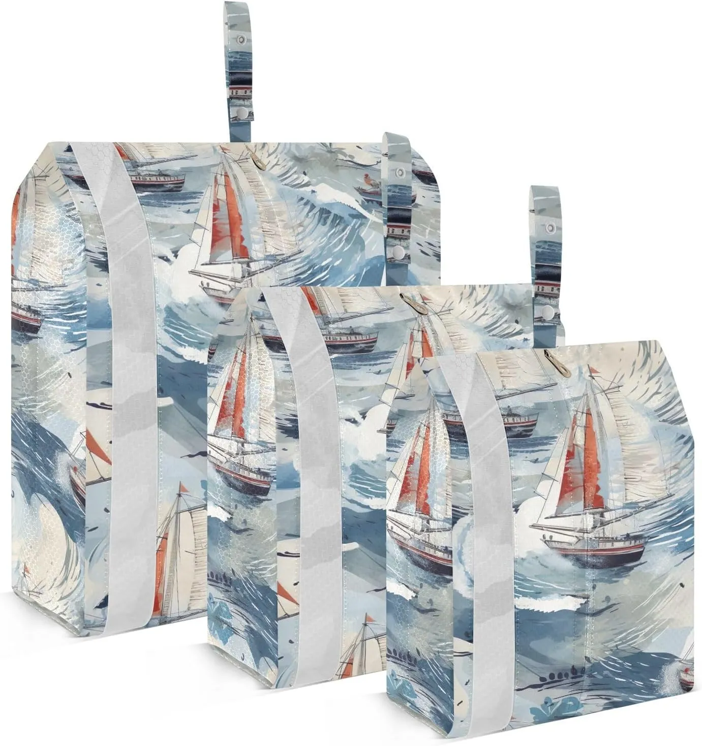 Watercolor Boats Ship Sails Packing Cubes for Travel 3 Set Travel Bags Organizer Luggage Cubes for Suitcases