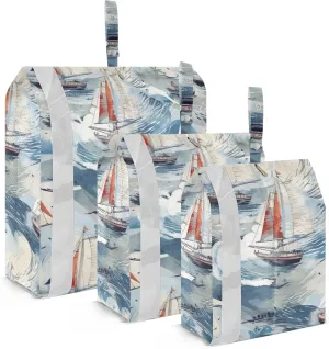 Watercolor Boats Ship Sails Packing Cubes for Travel 3 Set Travel Bags Organizer Luggage Cubes for Suitcases