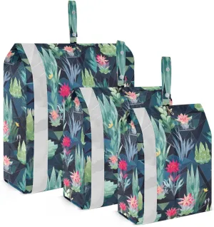 Watercolor Cuctus Botanical Flower Packing Cubes for Travel 3 Set Compression Travel Bags Luggage Organizers for Travel