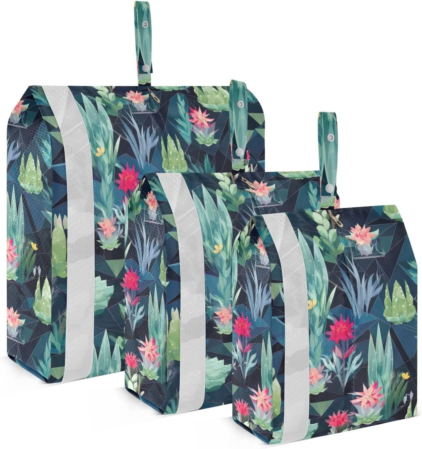 Watercolor Cuctus Botanical Flower Packing Cubes for Travel 3 Set Compression Travel Bags Luggage Organizers for Travel