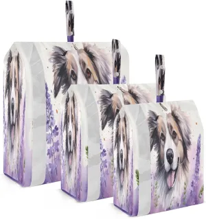 Watercolor Dog Lavender Flower Packing Cubes for Travel 3 Set Packing Essentials Suitcase Organizer Bags Set for Suitcases