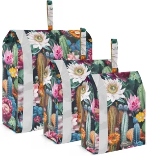 Watercolor Flower Tropical Cactus Packing Cubes for Travel 3 Set Travel Compression Bags Luggage Organizers for Suitcases