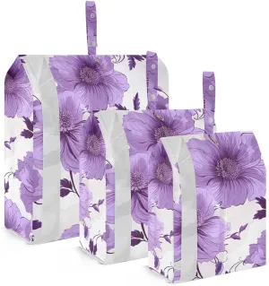 Watercolor Flowers Leaves Purple Packing Cubes for Travel 3 Set Travel Organizer Luggage Cubes for Packing