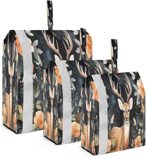 Watercolor Forest Animal Deer Packing Cubes for Travel 3 Set Packing Compression Cubes Suitcase Organizer for Travel Essentials
