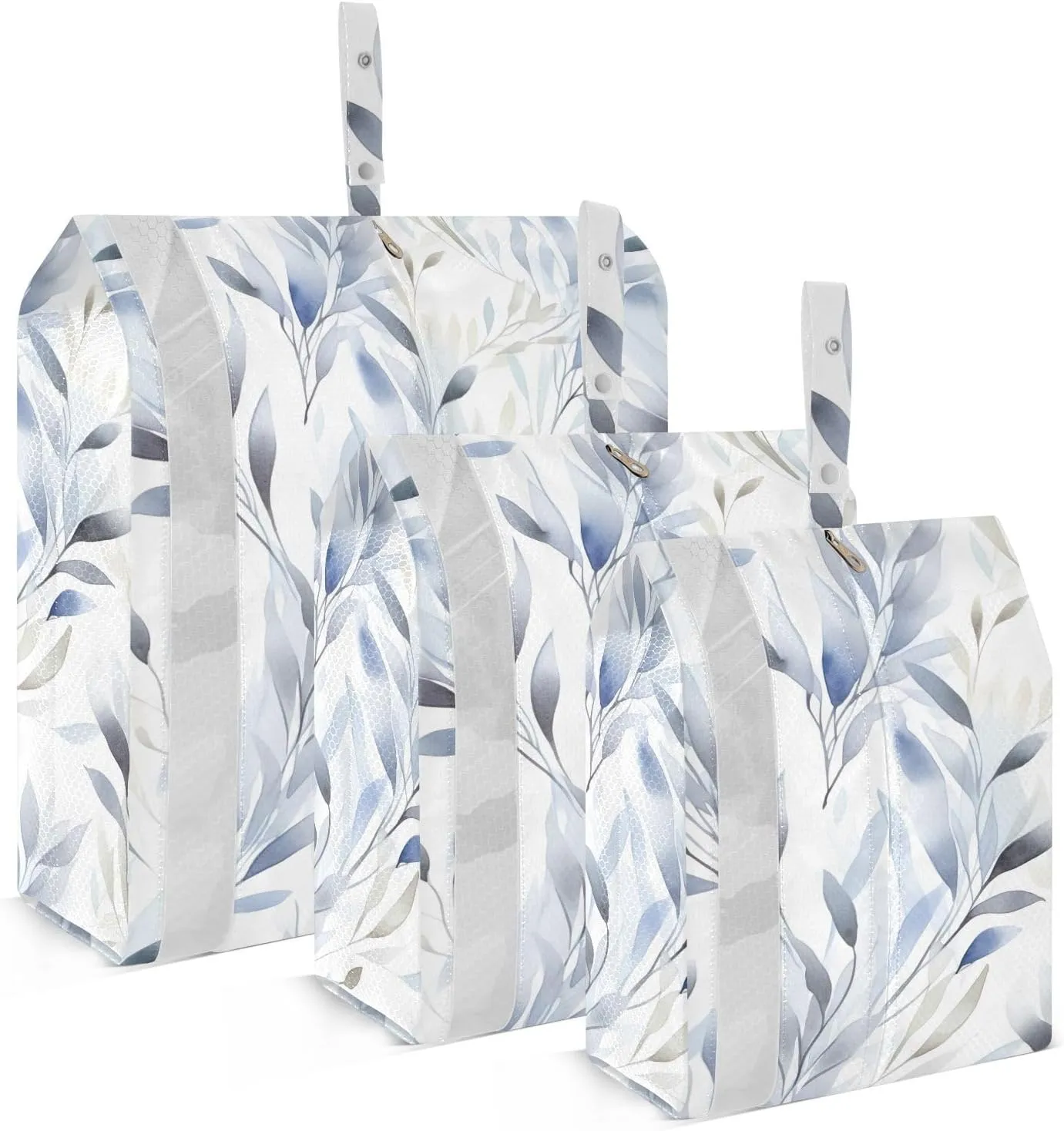 Watercolor Gray Leaves Packing Cubes for Travel 3 Set Compression Packing Cube Suitcase Organizer for Travel