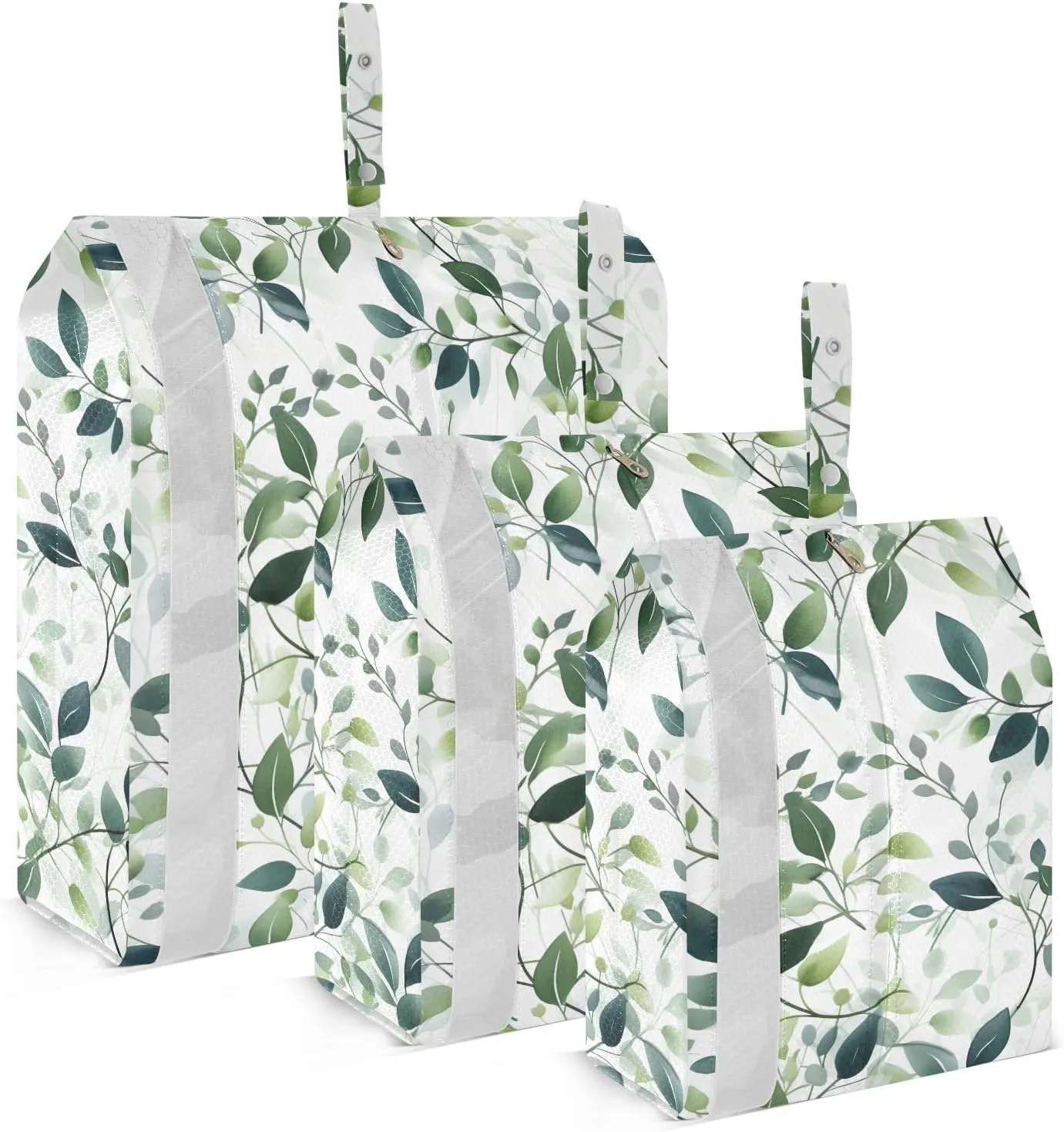 Watercolor Green Eucalyptus Leaves Packing Cubes for Travel 3 Set Large Packing Cubes Suitcase Organizer Bags Set for Suitcases