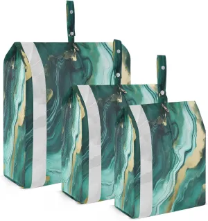 Watercolor Green Marble Texture Packing Cubes for Travel 3 Set Packing Travel Organizer Cubes Luggage Accessories for Packing Compression