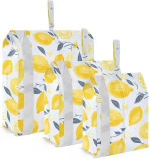 Watercolor Lemons Yellow Packing Cubes for Travel 3 Set Compression Packing Cube Suitcase Organizer for Woman Man