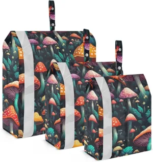 Watercolor Mushrooms Black Packing Cubes for Travel 3 Set Compression Packing Cubes Luggage Packing Organizers for Travel Accessories