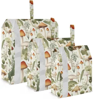 Watercolor Mushrooms Leaves White Packing Cubes for Travel 3 Set Travel Packing Cubes Suitcase Organizer Bags Set for Carry On Suitcases