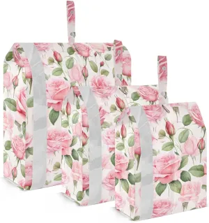 Watercolor Pink Rose Vintage Packing Cubes for Travel 3 Set Large Packing Cubes Suitcase Organizer Bags Set for Suitcases