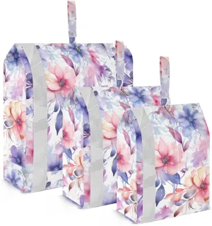 Watercolor Purple Flower Packing Cubes for Travel 3 Set Packing Cubes Compression Luggage Packing Organizers for Travel Compression