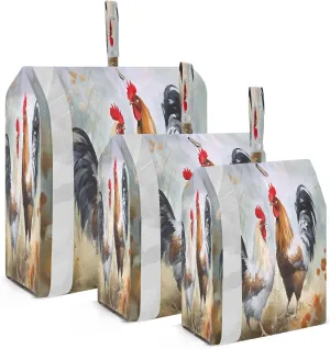 Watercolor Rooster Chickens Packing Cubes for Travel 3 Set Packing Compression Cubes Luggage Bags for Packing