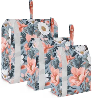 Watercolor Spring Flowers Pink Packing Cubes for Travel 3 Set Compression Travel Cubes Luggage Cubes for Woman Man