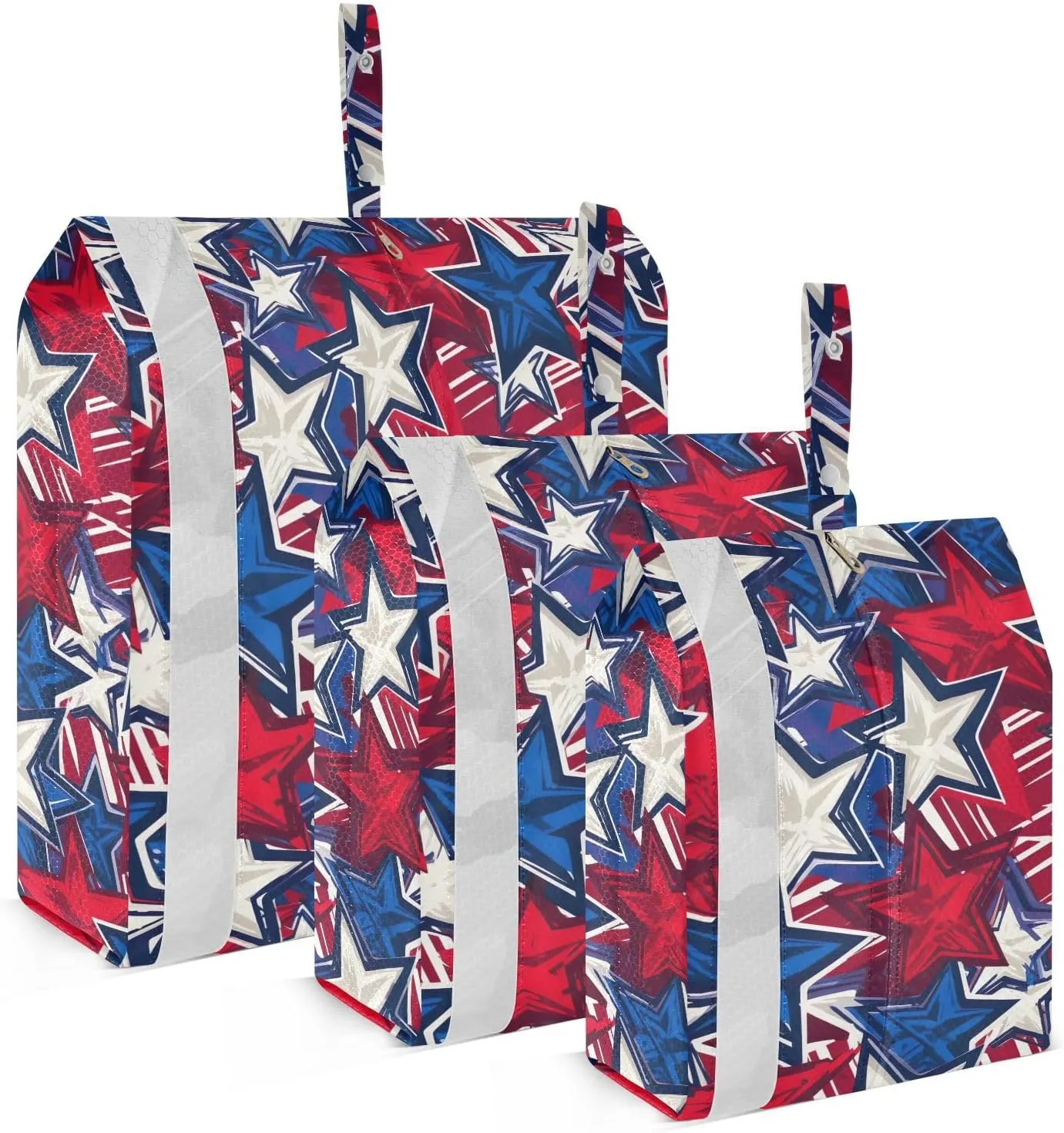 Watercolor Stars Blue Red Packing Cubes for Travel 3 Set Packing Compression Cubes Luggage Cubes for Vacation Clothes