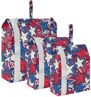 Watercolor Stars Blue Red Packing Cubes for Travel 3 Set Packing Compression Cubes Luggage Cubes for Vacation Clothes