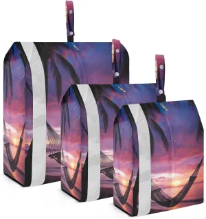 Watercolor Sunset Tropical Plants Packing Cubes for Travel 3 Set Luggage Packing Cubes Luggage Packing Organizers for Organization