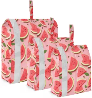 Watermelon Leaves Pink Packing Cubes for Travel 3 Set Compression Packing Cube Suitcase Organizer for Woman Man