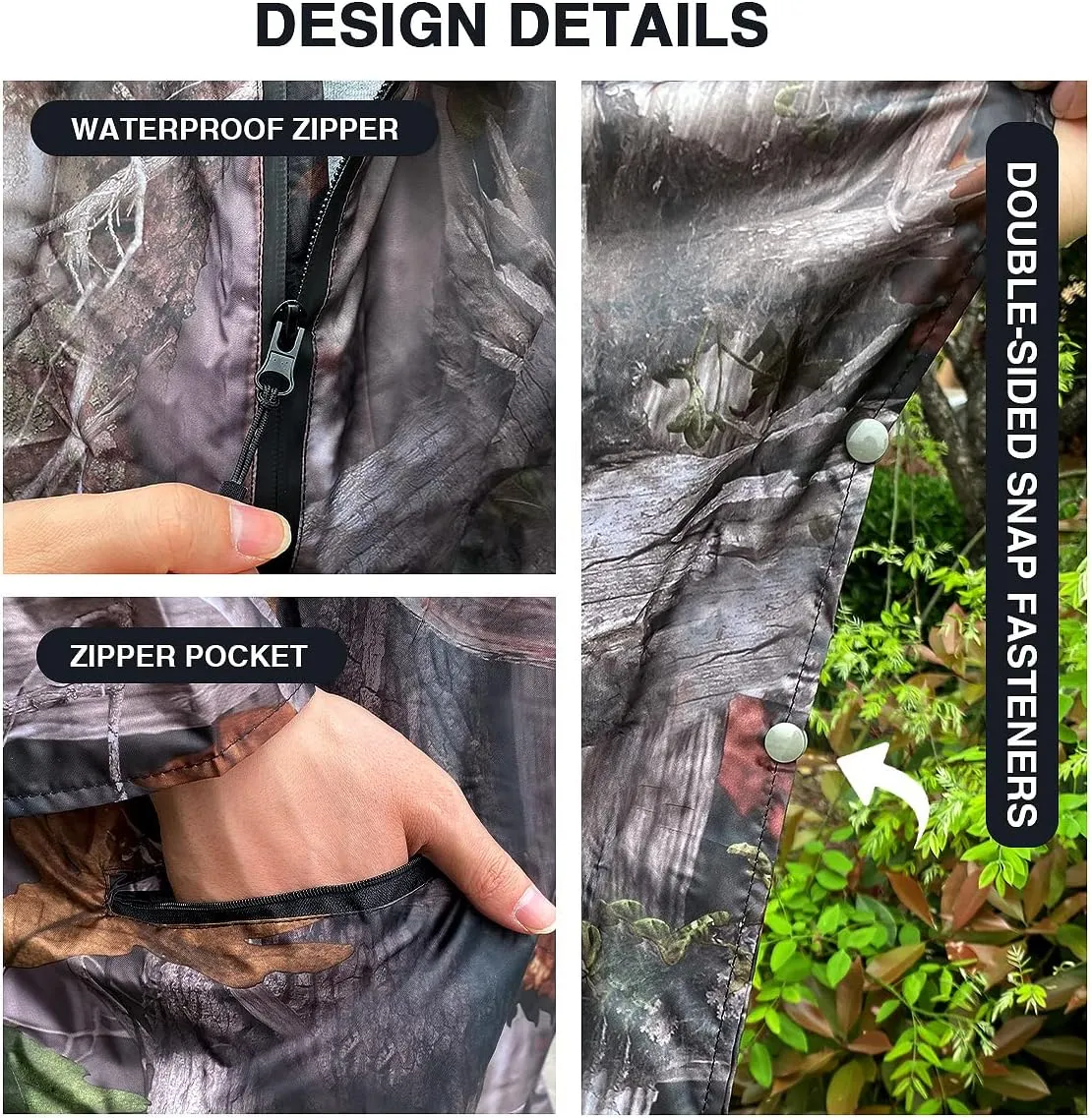 Waterproof Hooded Lightweight Rain Poncho for Adults Women Men with Pockets Unisex Fashion Zipper Jacket Coat