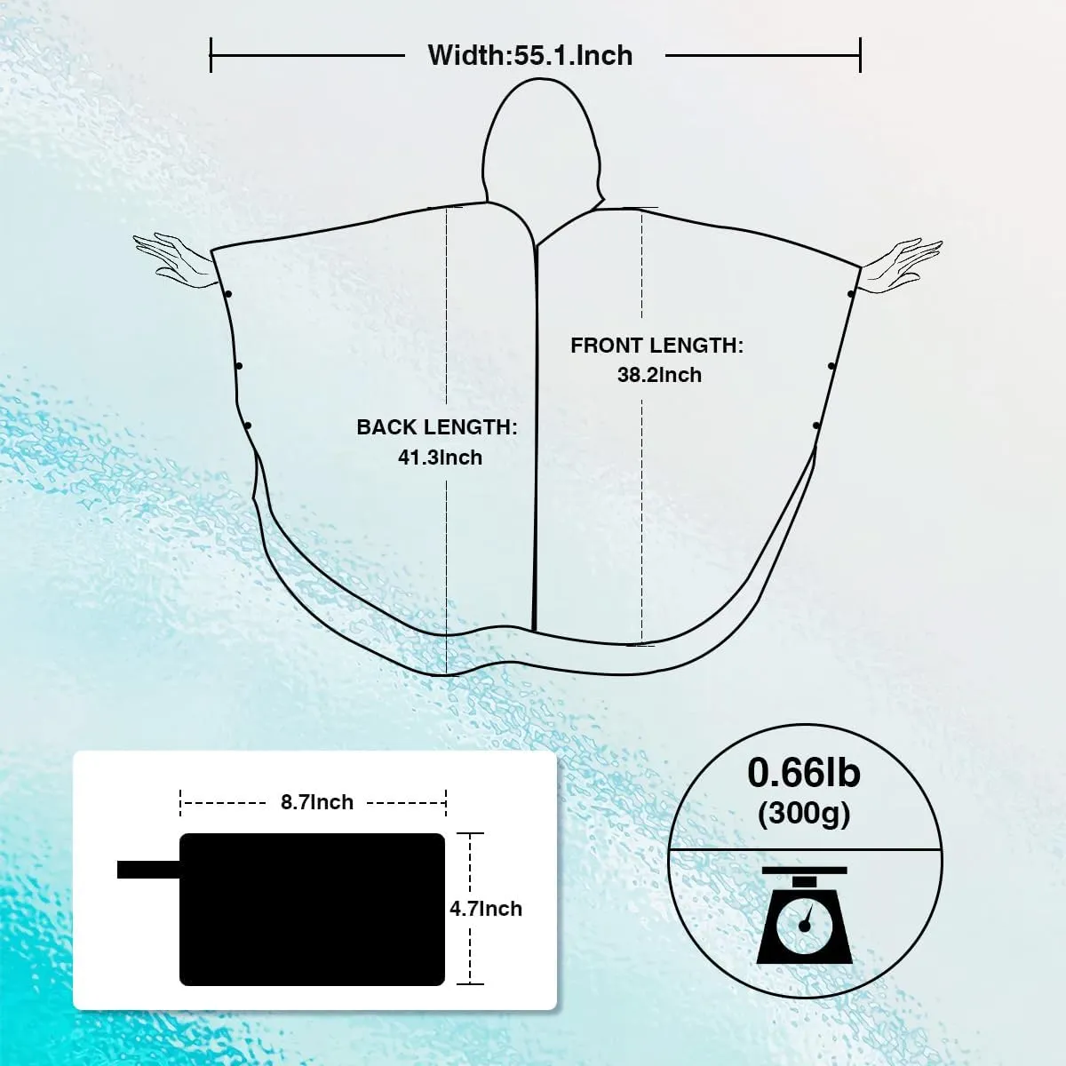 Waterproof Hooded Lightweight Rain Poncho for Adults Women Men with Pockets Unisex Fashion Zipper Jacket Coat