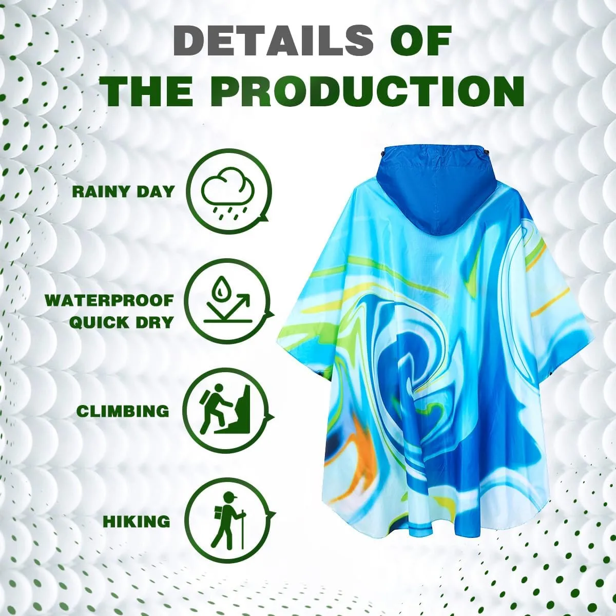 Waterproof Hooded Lightweight Rain Poncho for Adults Women Men with Pockets Unisex Fashion Zipper Jacket Coat