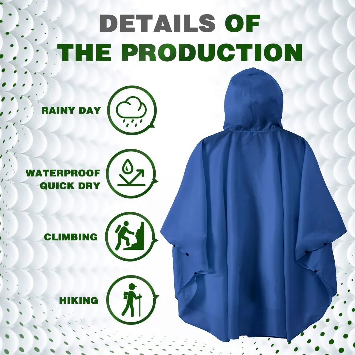 Waterproof Hooded Lightweight Rain Poncho for Adults Women Men with Pockets Unisex Fashion Zipper Jacket Coat
