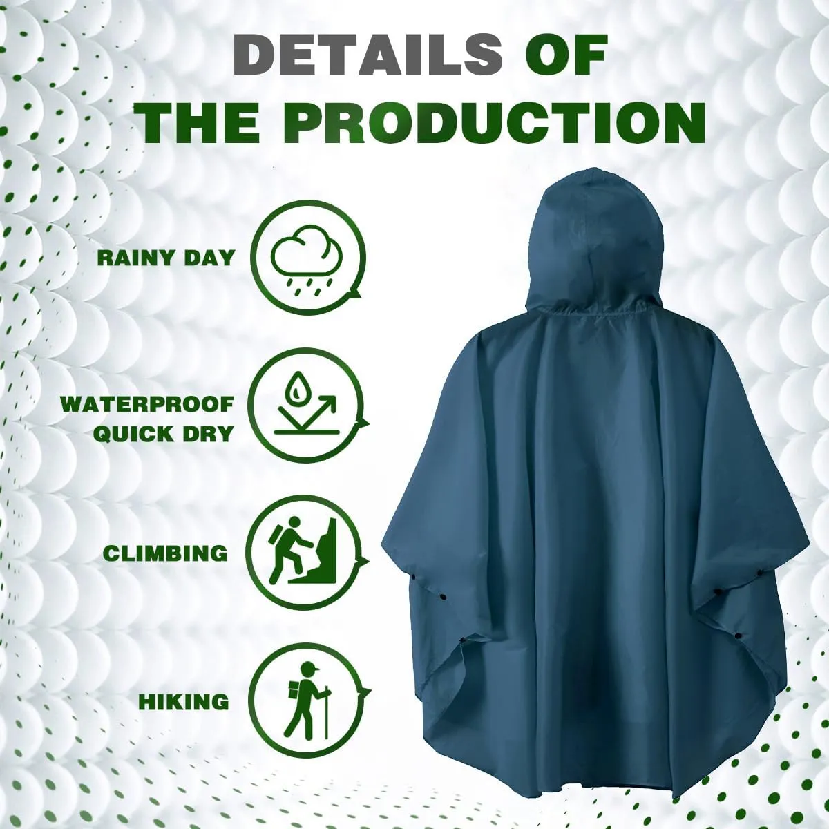 Waterproof Hooded Lightweight Rain Poncho for Adults Women Men with Pockets Unisex Fashion Zipper Jacket Coat