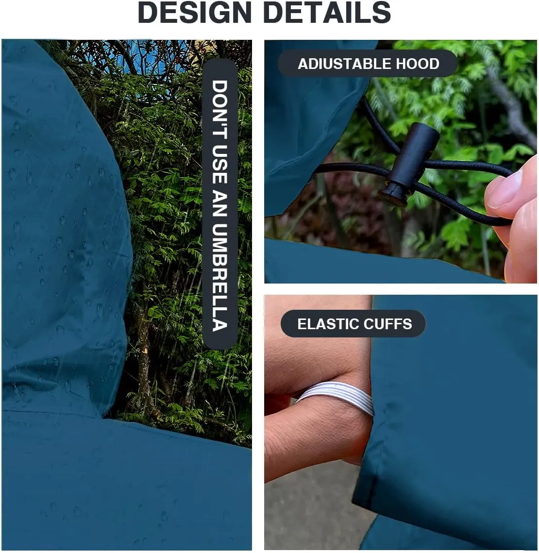 Waterproof Hooded Lightweight Rain Poncho for Adults Women Men with Pockets Unisex Fashion Zipper Jacket Coat