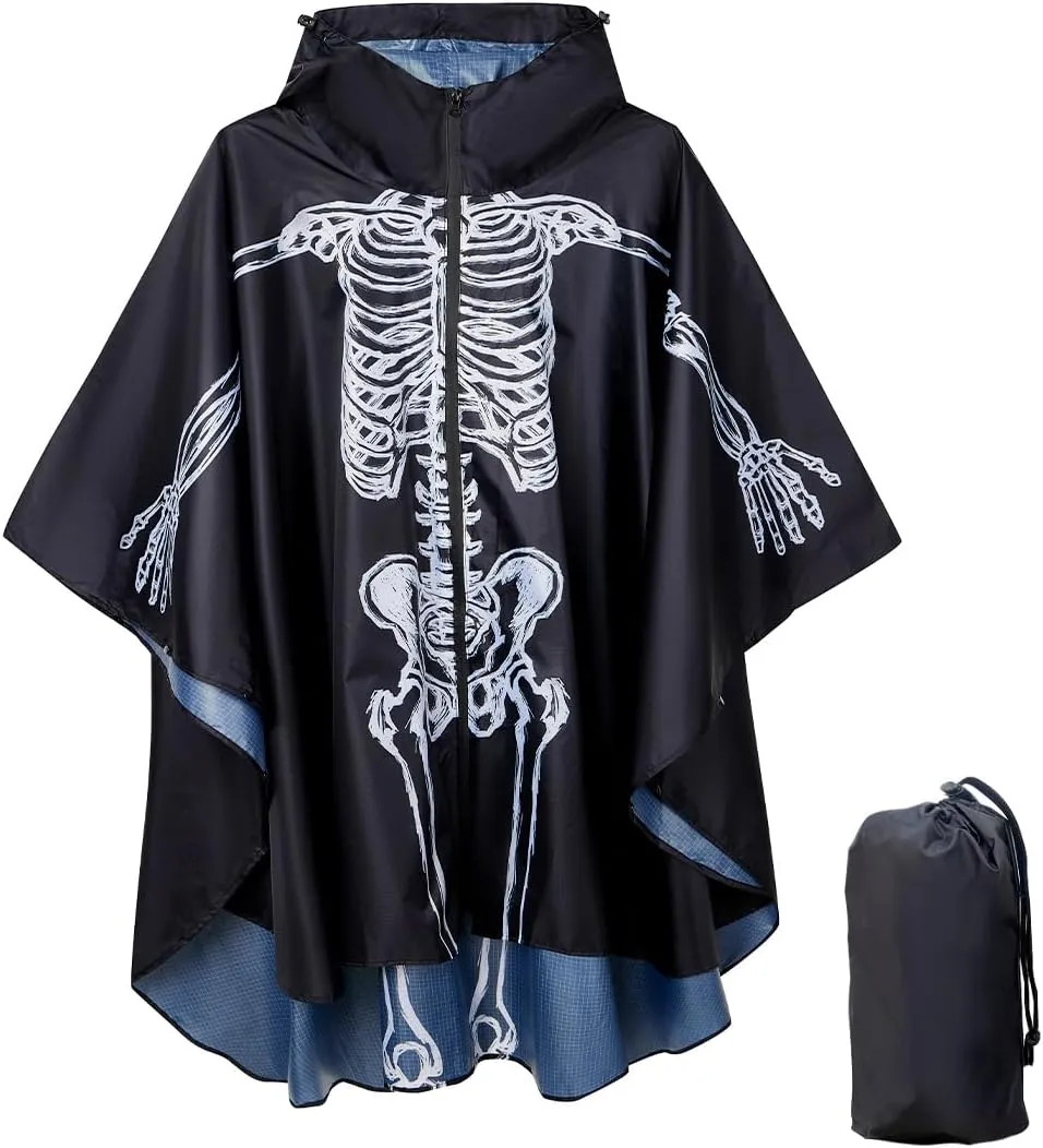 Waterproof Hooded Lightweight Rain Poncho for Adults Women Men with Pockets Unisex Fashion Zipper Jacket Coat