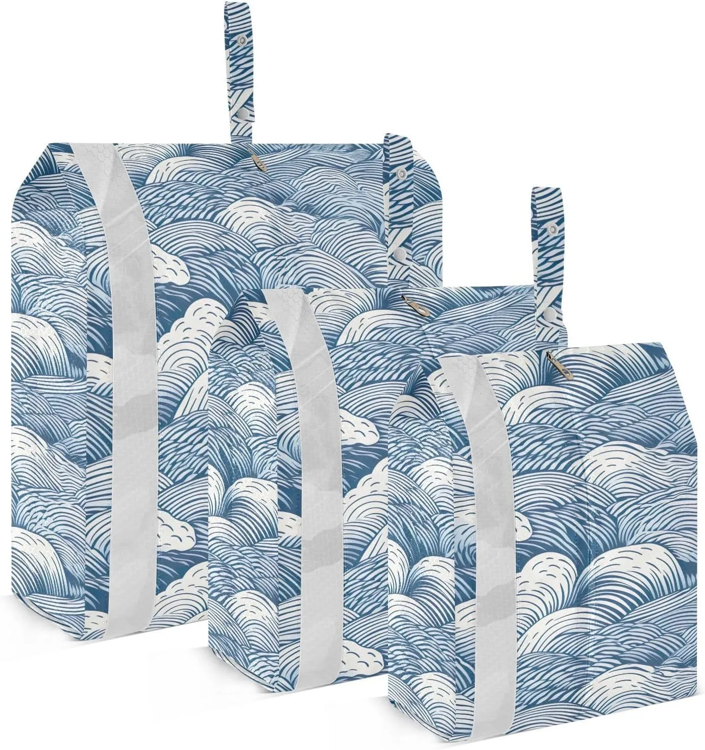 Wave Blue Sea Packing Cubes for Travel 3 Set Compression Packing Cube Luggage Organizers for Carry On