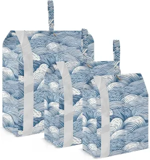 Wave Blue Sea Packing Cubes for Travel 3 Set Compression Packing Cube Luggage Organizers for Carry On