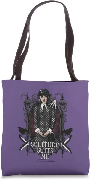 Wednesday Solitude Suits Me Cartoon Logo Tote Bag