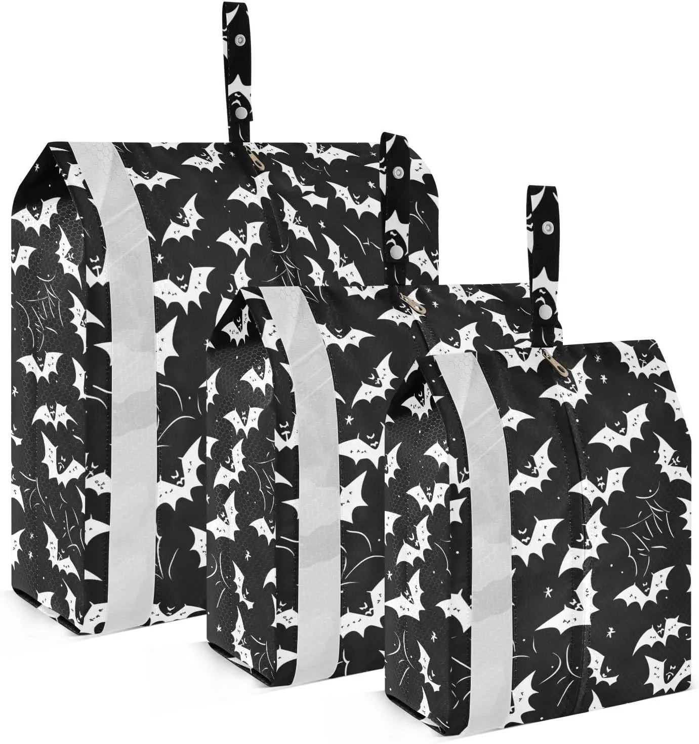 White Bats Black Halloween Packing Cubes for Travel 3 Set Packing Compression Cubes Luggage Bags for Organization