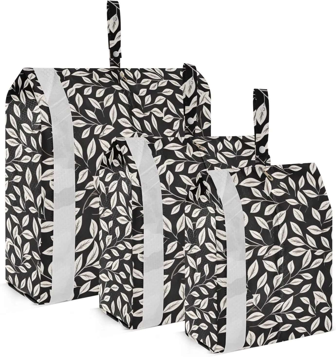 White Black Leaves Leaf Packing Cubes for Travel 3 Set Packing Cubes Large Luggage Cubes for Travel Accessories