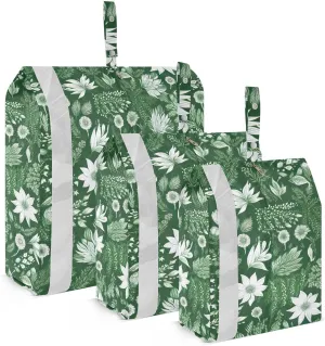 White Flower Plants Packing Cubes for Travel 3 Set Packing Compression Cubes Suitcase Organizer Bags Set for Travel Essentials