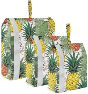 White Pineapples Palm Leave Packing Cubes for Travel 3 Set Packing Compression Cubes Luggage Organizer Bags for Carry On
