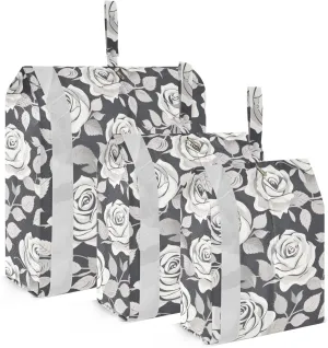 White Rose Black Packing Cubes for Travel 3 Set Packing Travel Organizer Cubes Suitcase Organizer Bags Set for Travel Accessories