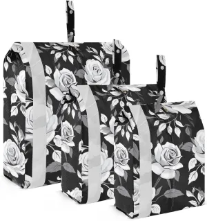 White Rose Black Packing Cubes for Travel 3 Set Packing Travel Organizer Cubes Suitcase Organizer for Travel Compression