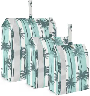 White Striped Palm Tree Packing Cubes for Travel 3 Set Travel Packing Cubes Luggage Cubes for Organization