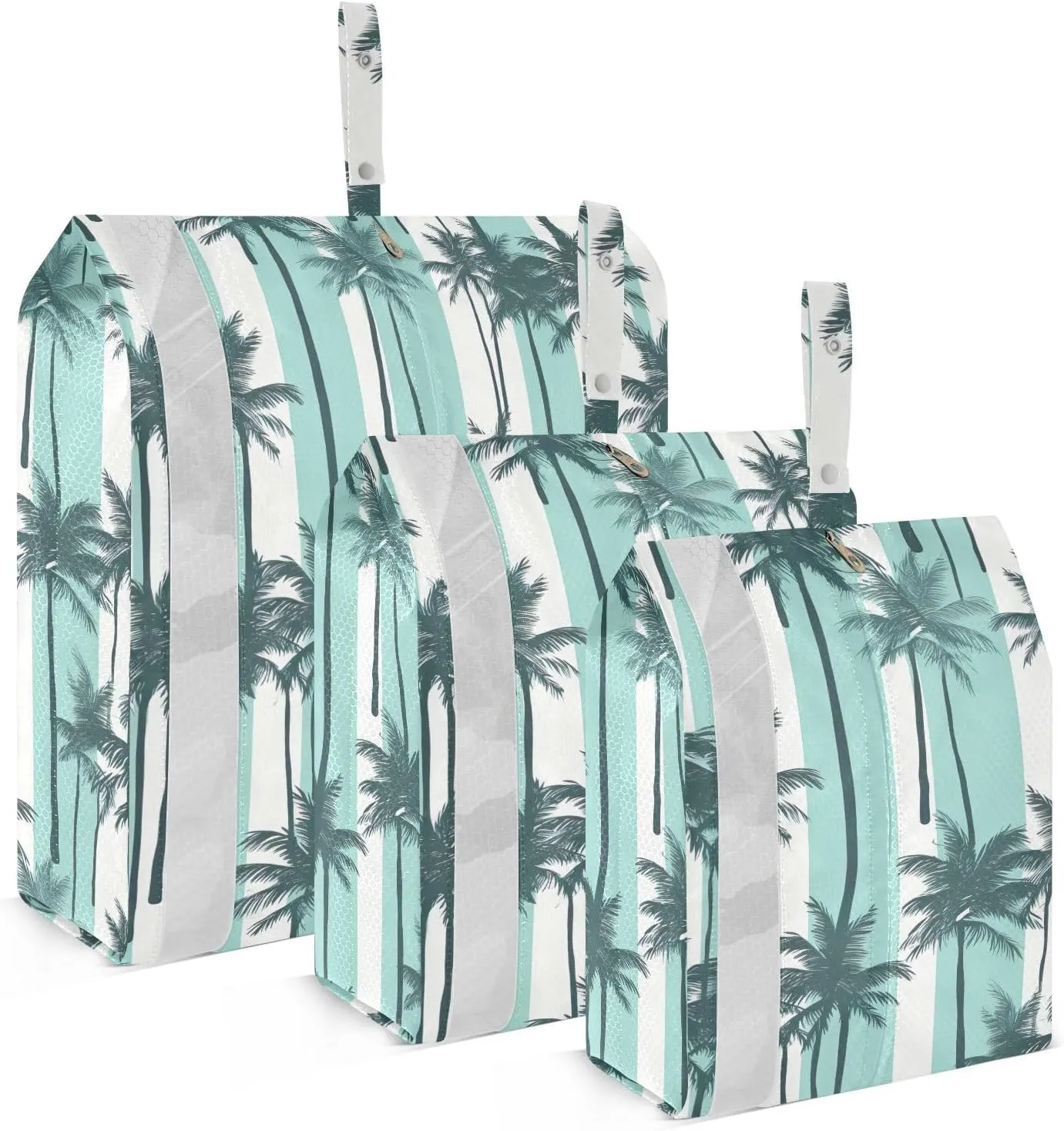 White Striped Palm Tree Packing Cubes for Travel 3 Set Travel Packing Cubes Luggage Cubes for Organization
