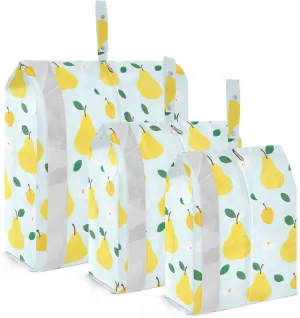 White Yellow Pears Packing Cubes for Travel 3 Set Compression Packing Cubes Suitcase Organizer Bags Set for Suitcase