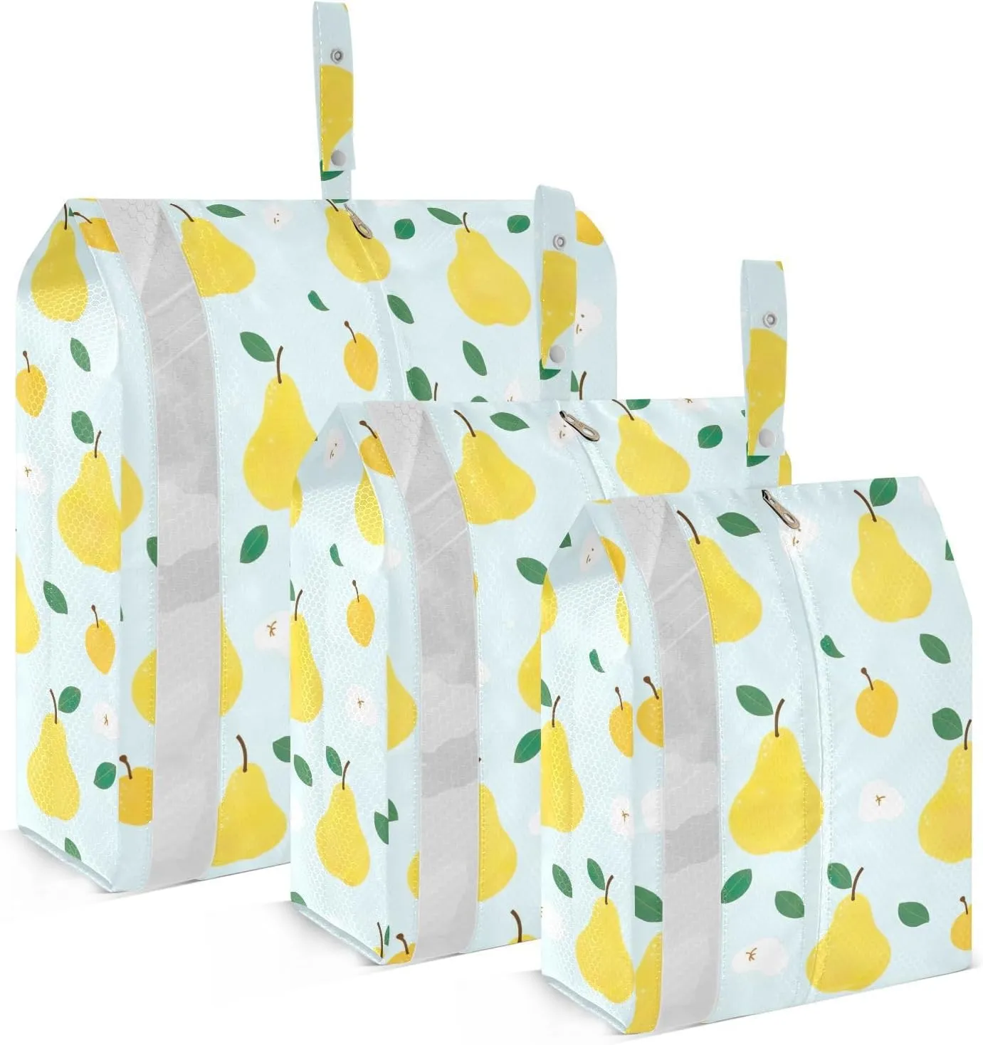 White Yellow Pears Packing Cubes for Travel 3 Set Compression Packing Cubes Suitcase Organizer Bags Set for Suitcase