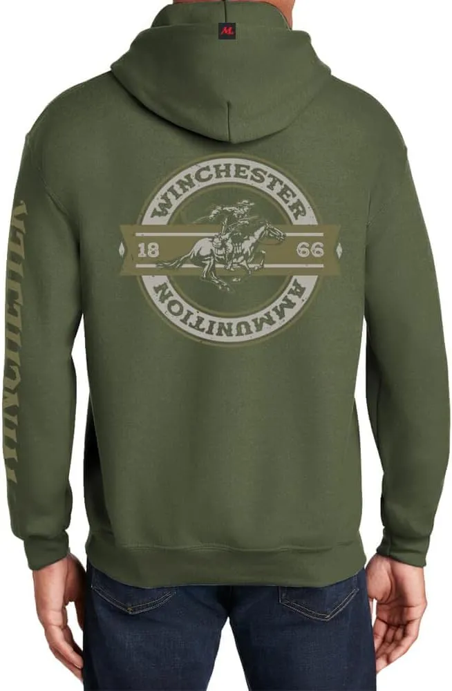 Winchester Legend Collection Rider Crest Banner Made in the USA Fleece Pullover Hooded Sweatshirt for Men