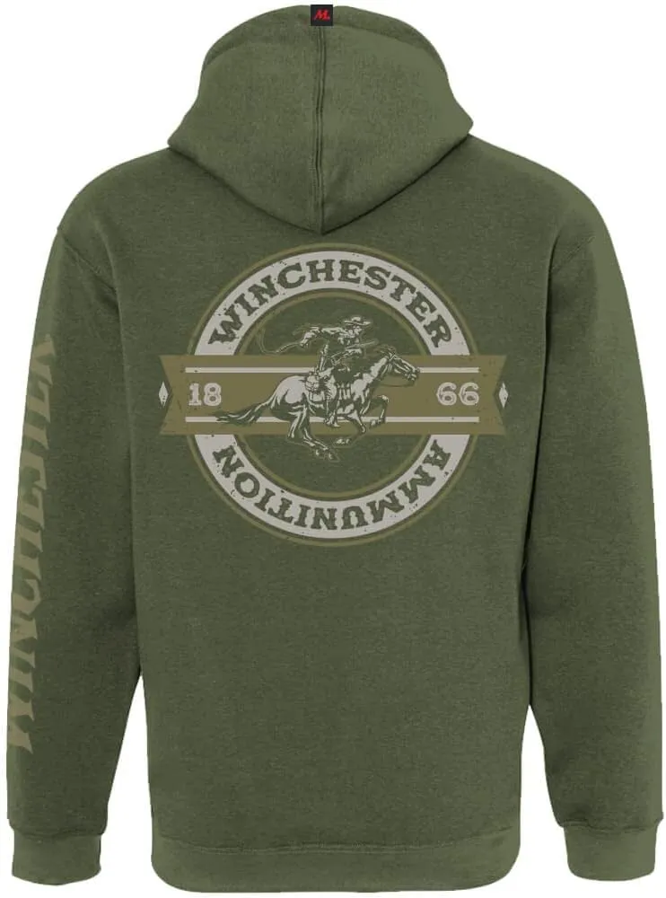 Winchester Legend Collection Rider Crest Banner Made in the USA Fleece Pullover Hooded Sweatshirt for Men