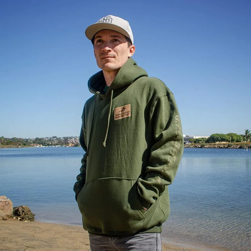 Winchester Legend Collection Rider Crest Banner Made in the USA Fleece Pullover Hooded Sweatshirt for Men